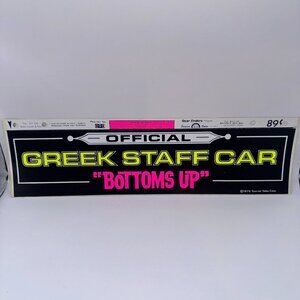 Official Greek Staff Car Bottoms Up Decal Bumper Sticker Vtg 70s Sunrise Sales